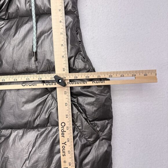 Pilcro Puffer Vest Size Medium Silver Anthropologie Hooded Apres‎ NO ZIPPER - Picture 9 of 10